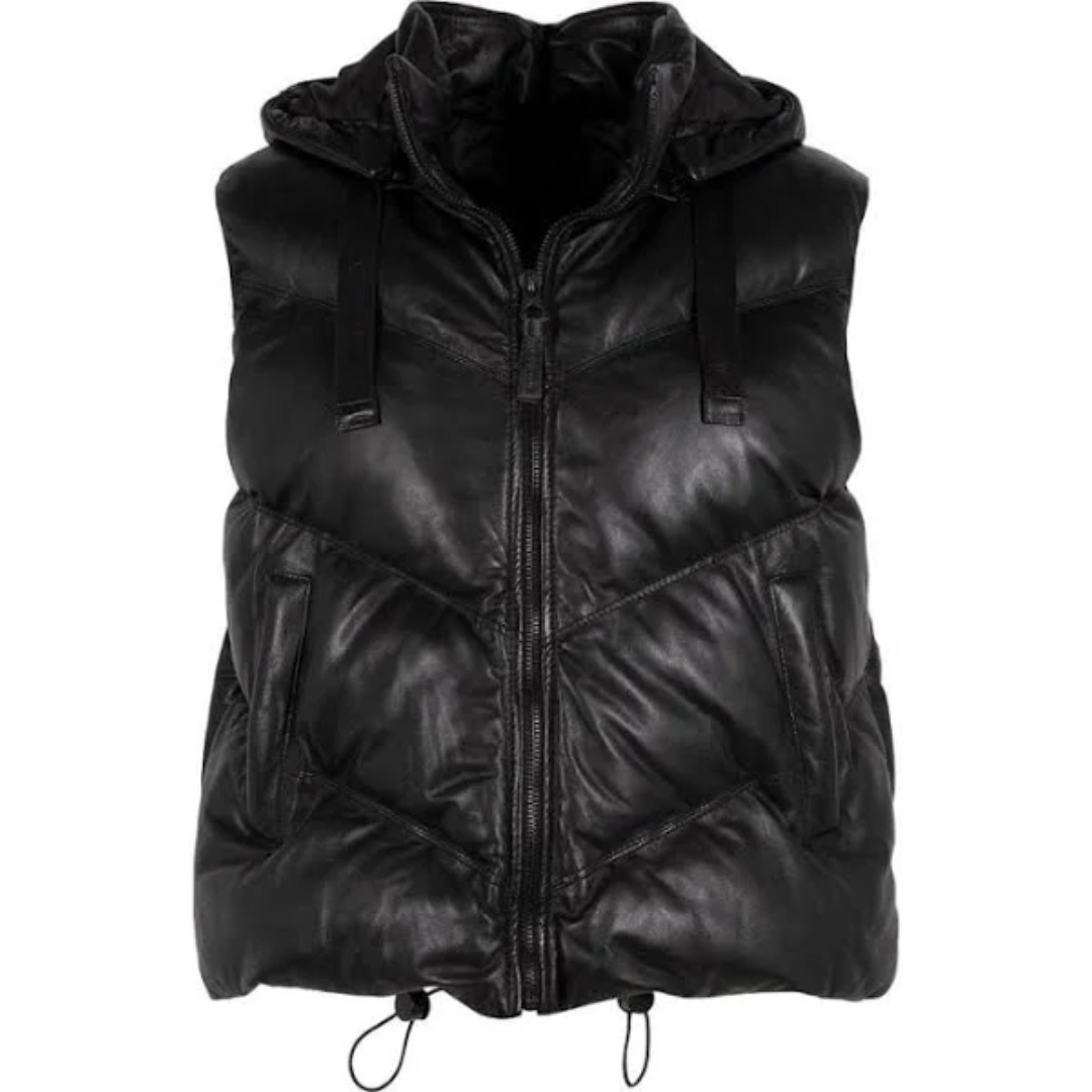 Leather Puffy Vest