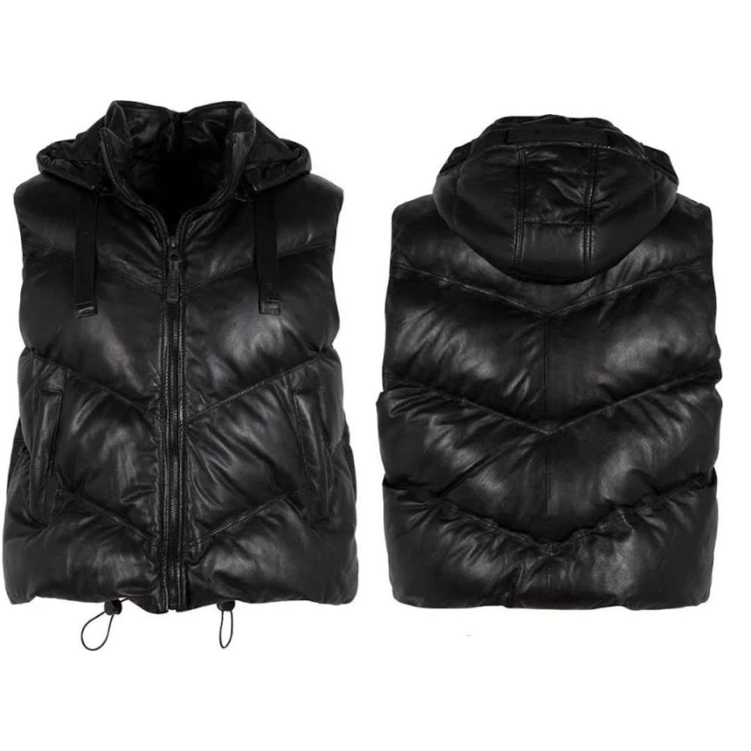 Leather Puffy Vest
