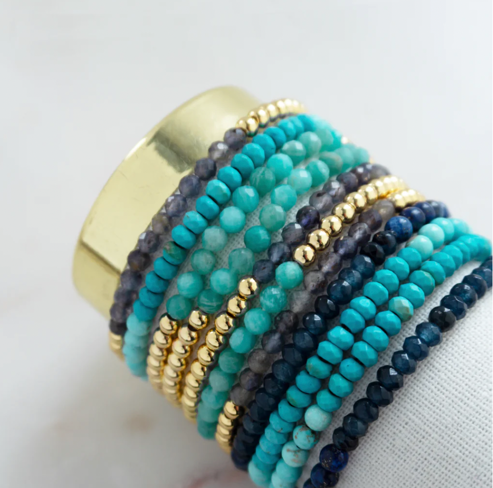 natural stone & crystal bead bracelet