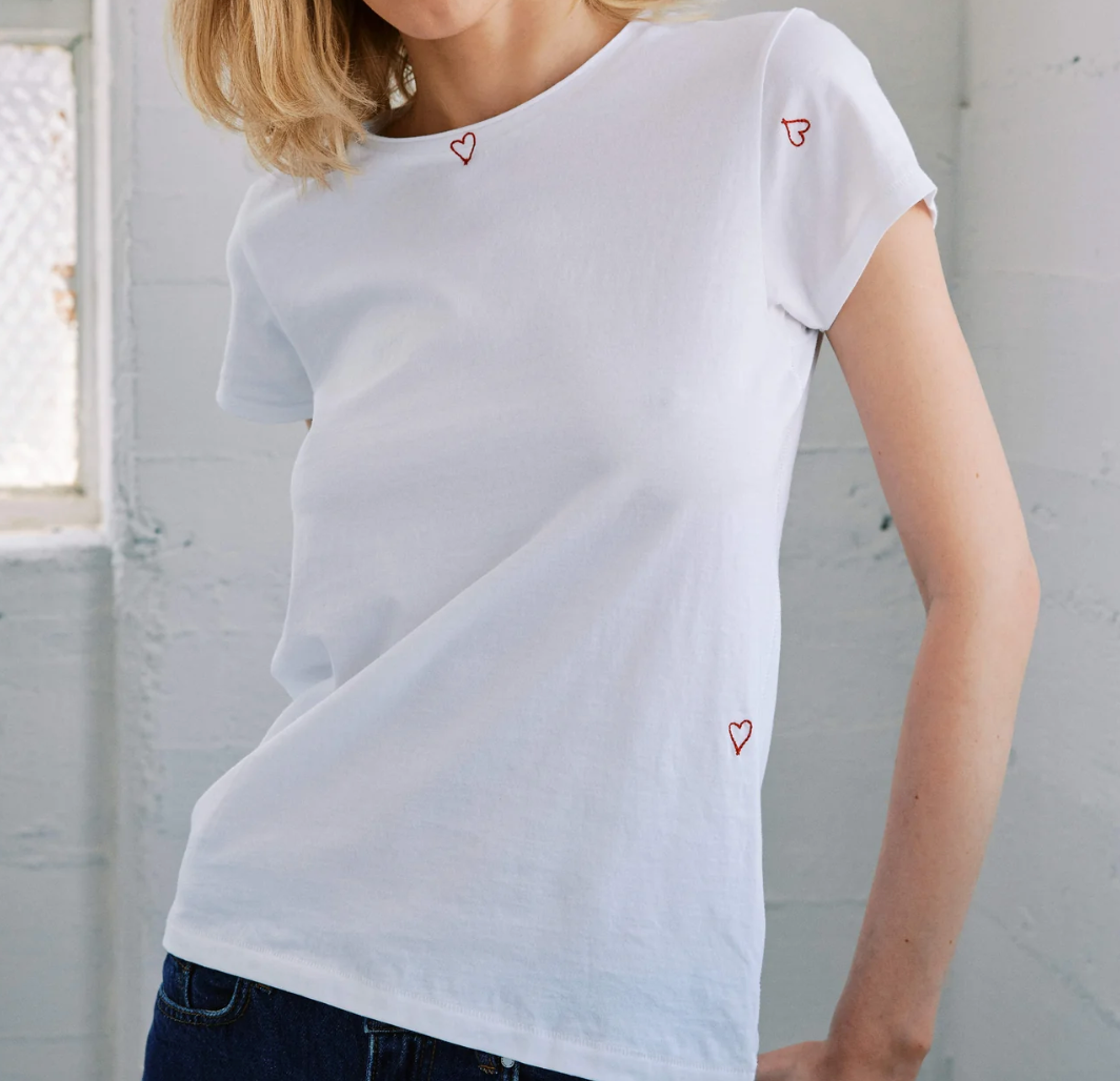Embroidered Red Heart Tee