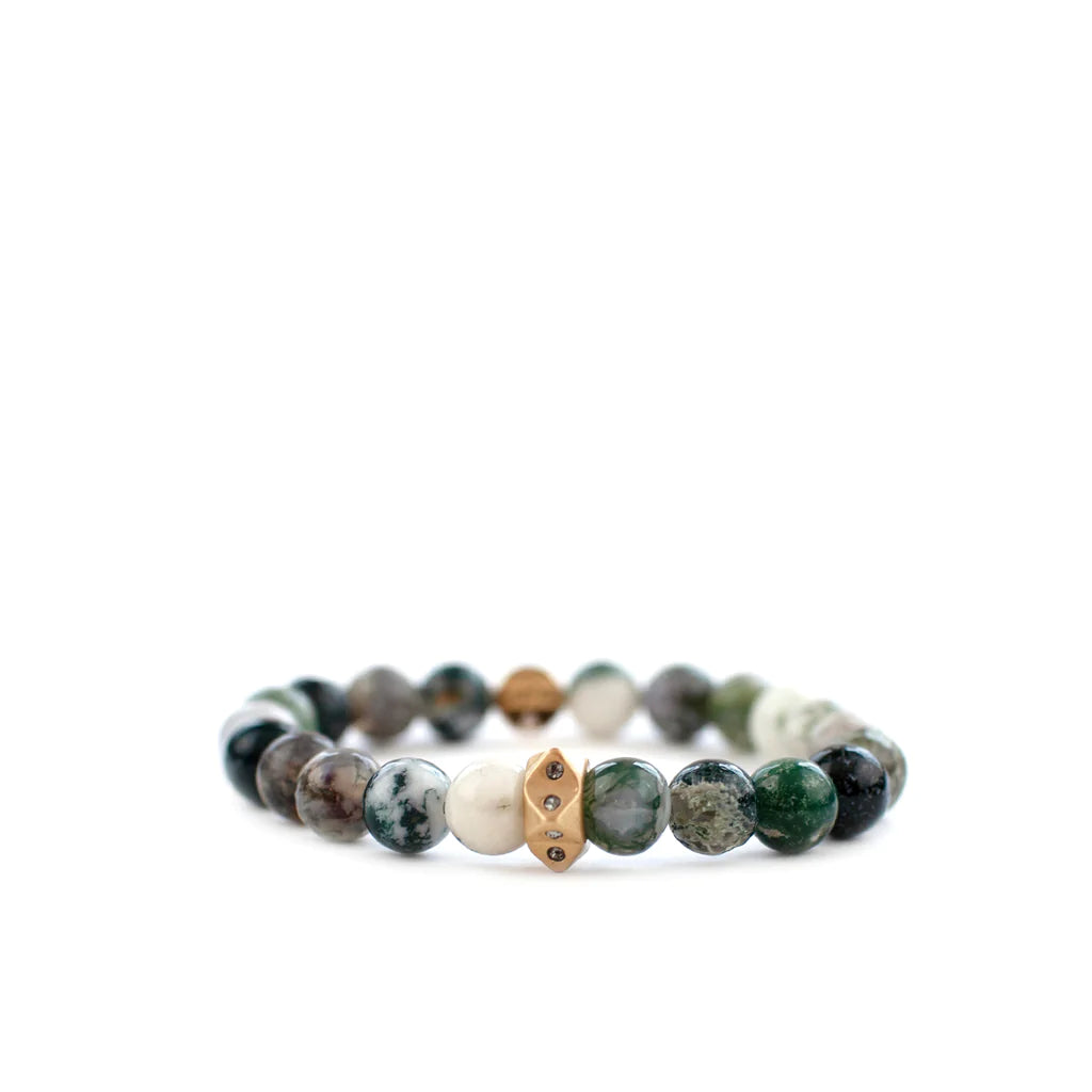 natural stone & spike rondelle bracelet