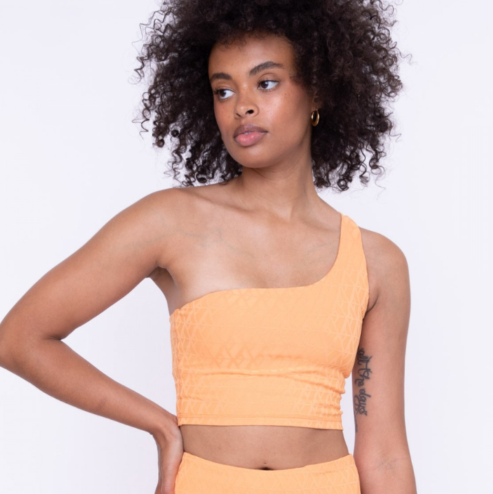 TACTEL® Geo Spiral One Shoulder Sports Bra