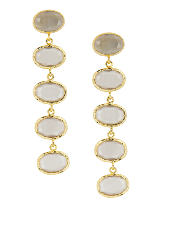 5 stone cat eye glass drop earring