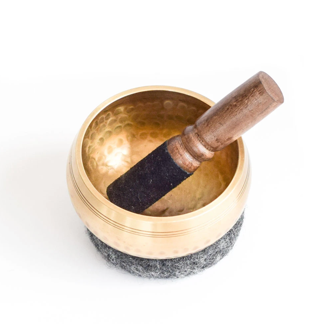 4" Hand-Hammered Brass Singing Bowl Set