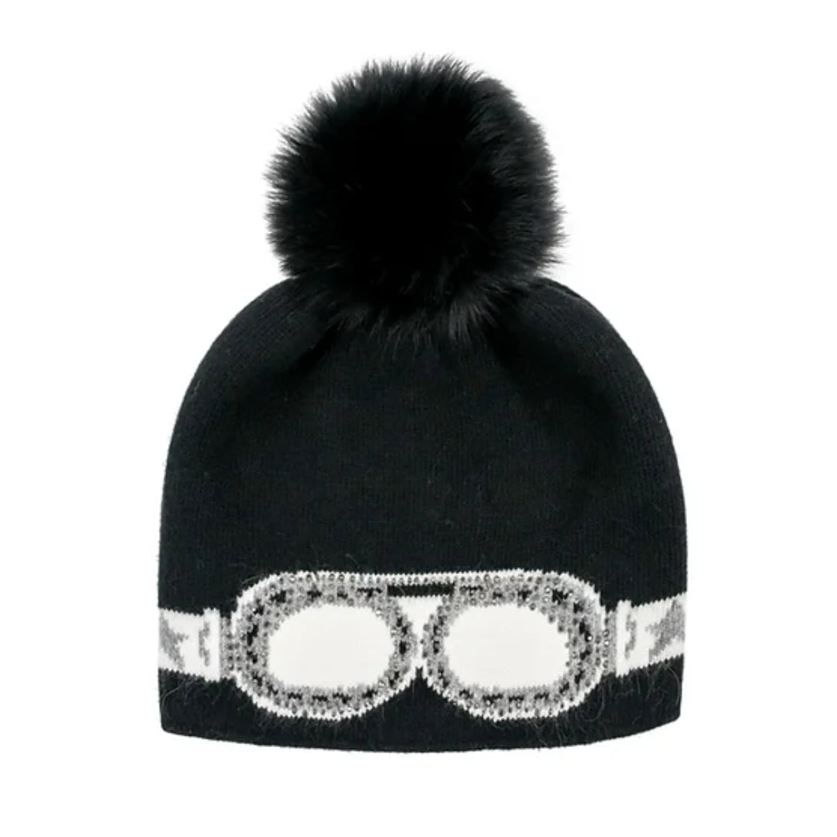 Ski Goggle Hat with Fox Pom