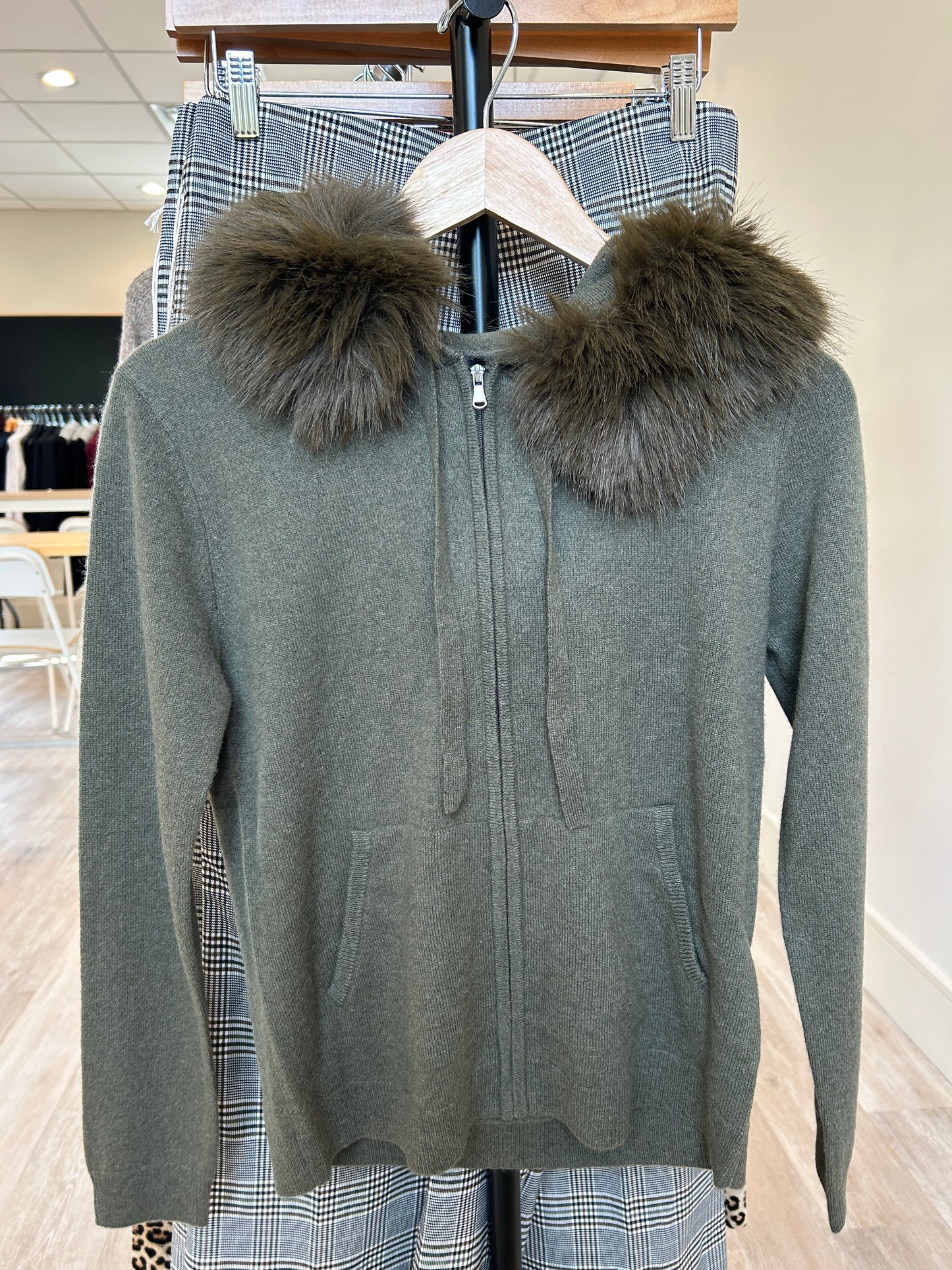 Faux Fur Zip Up Jacket