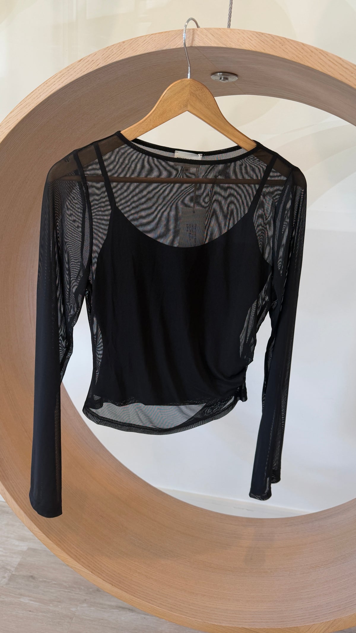 Amanda Maria Mesh Print Top Black