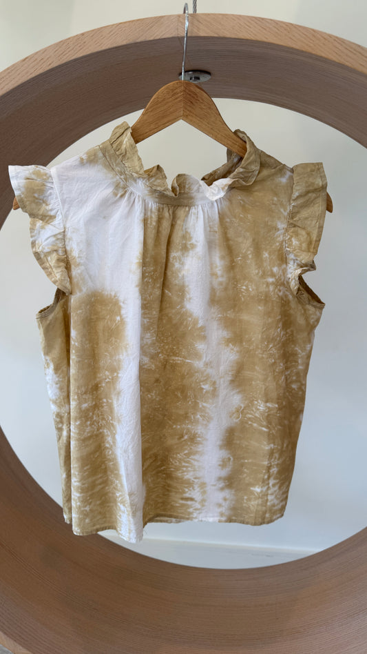 Stark X Ruffled Sleeveless High Collar Cotton Princess Top