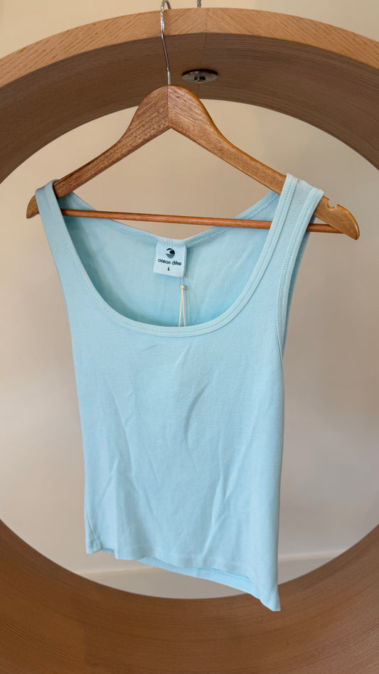 Ocean Drive Heavy Garment Stetchy Cotton Blue/Tangerine Dye Rib Tank