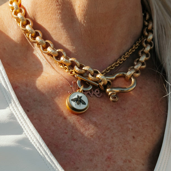 Gucci Bee on Gold Matte Chain