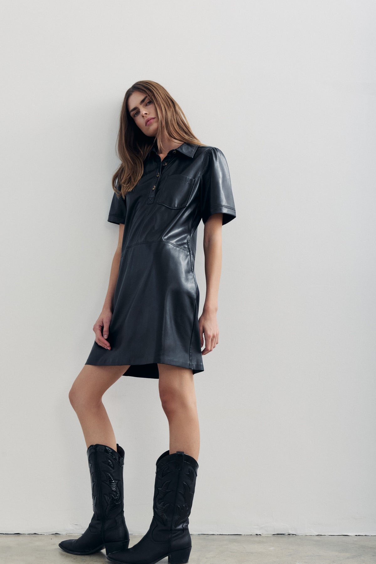 Melissa Nepton Marelle Black Leather Dress