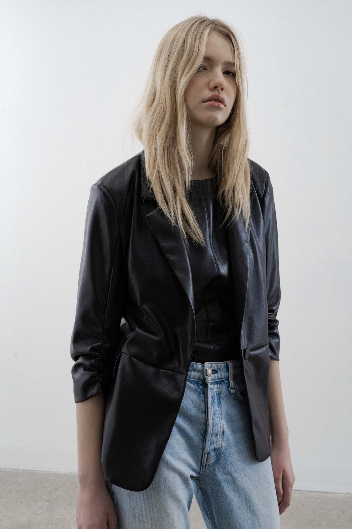 Nadia Faux Leather Blazer