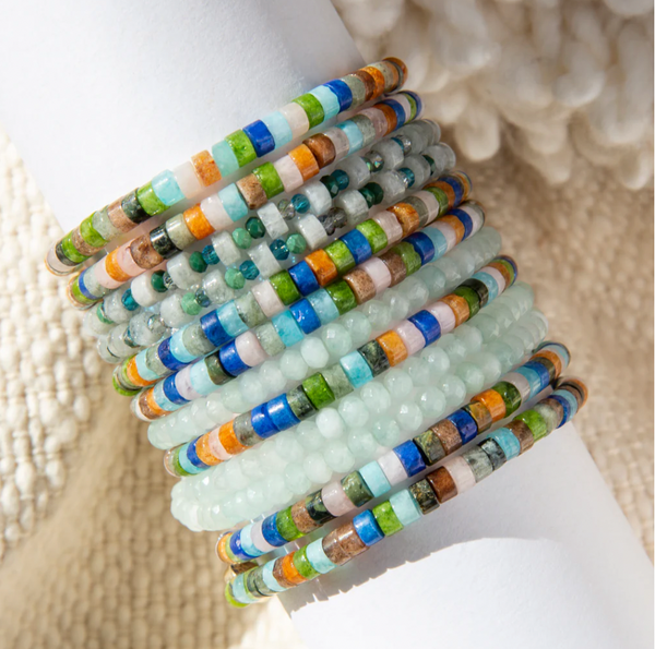 natural stone disc bracelet - colors