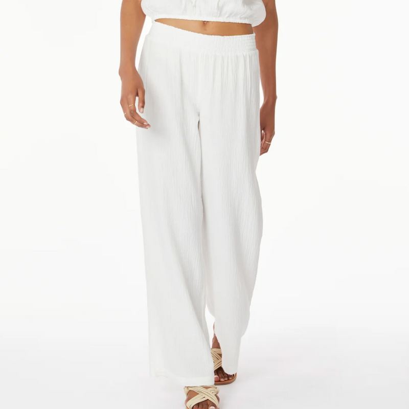 SMOCKED WAIST WIDE LEG PANT