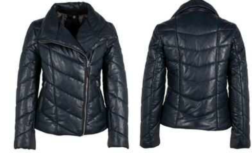 Leather Puffy Jacket - Navy