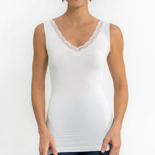 V-Neck Lace Trim top