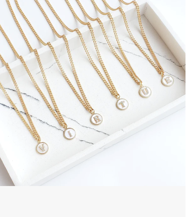 16" Small Curb w Monogram Necklace