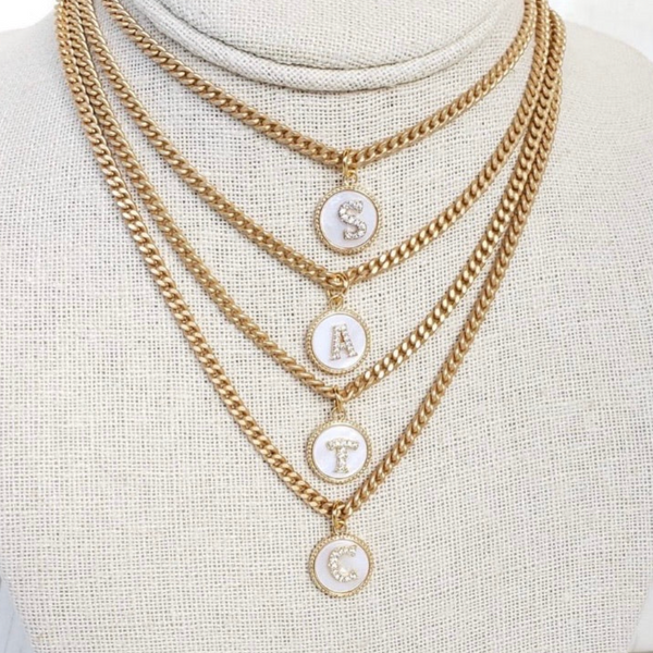 16" Small Curb w Monogram Necklace