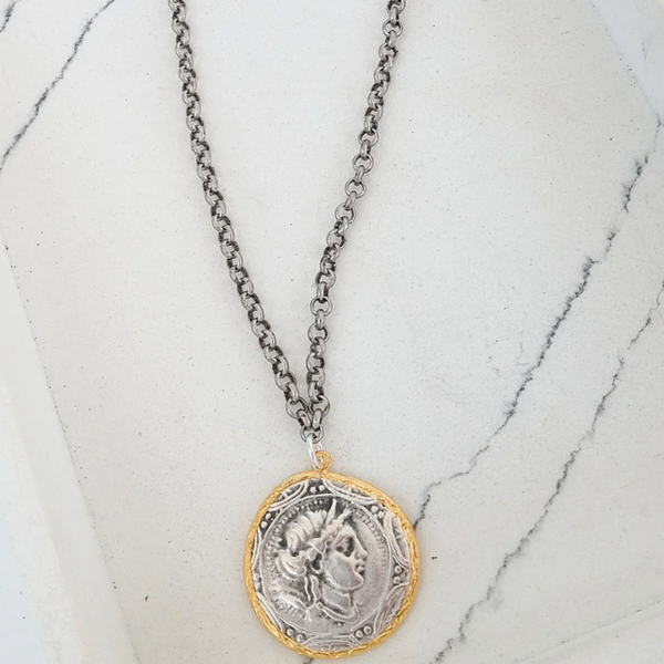 Small Rolo Coin on 22" Chain Necklace