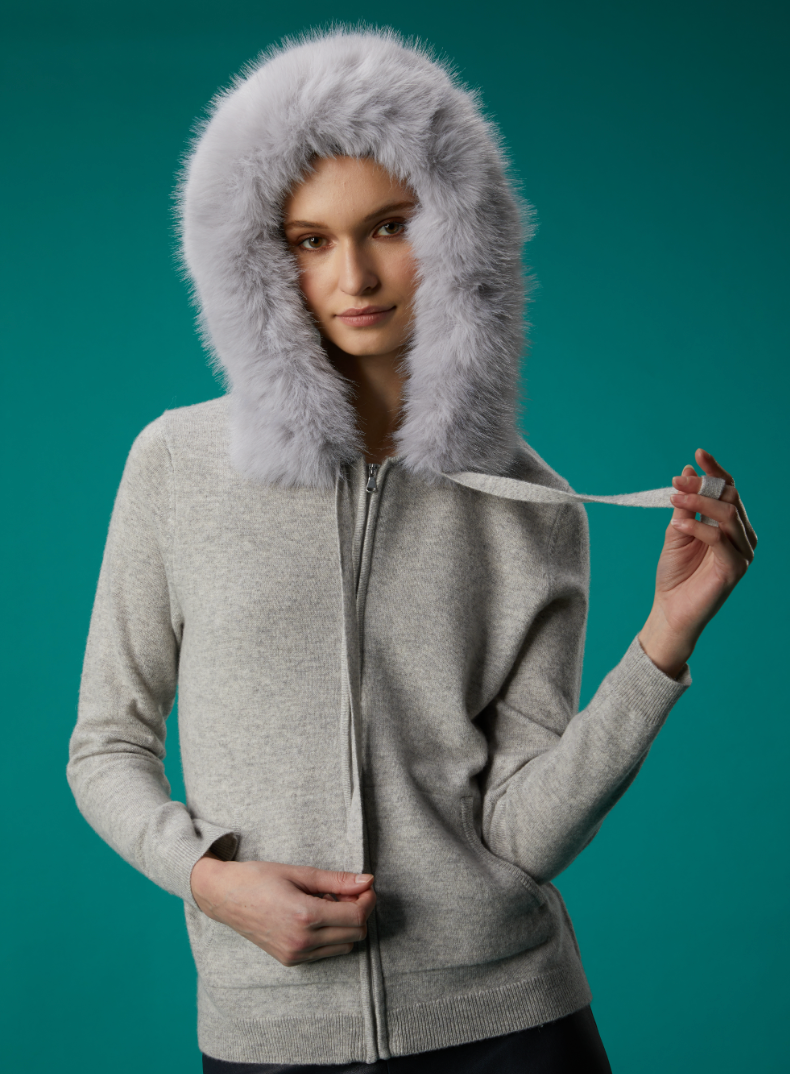 Faux Fur Zip Up Jacket