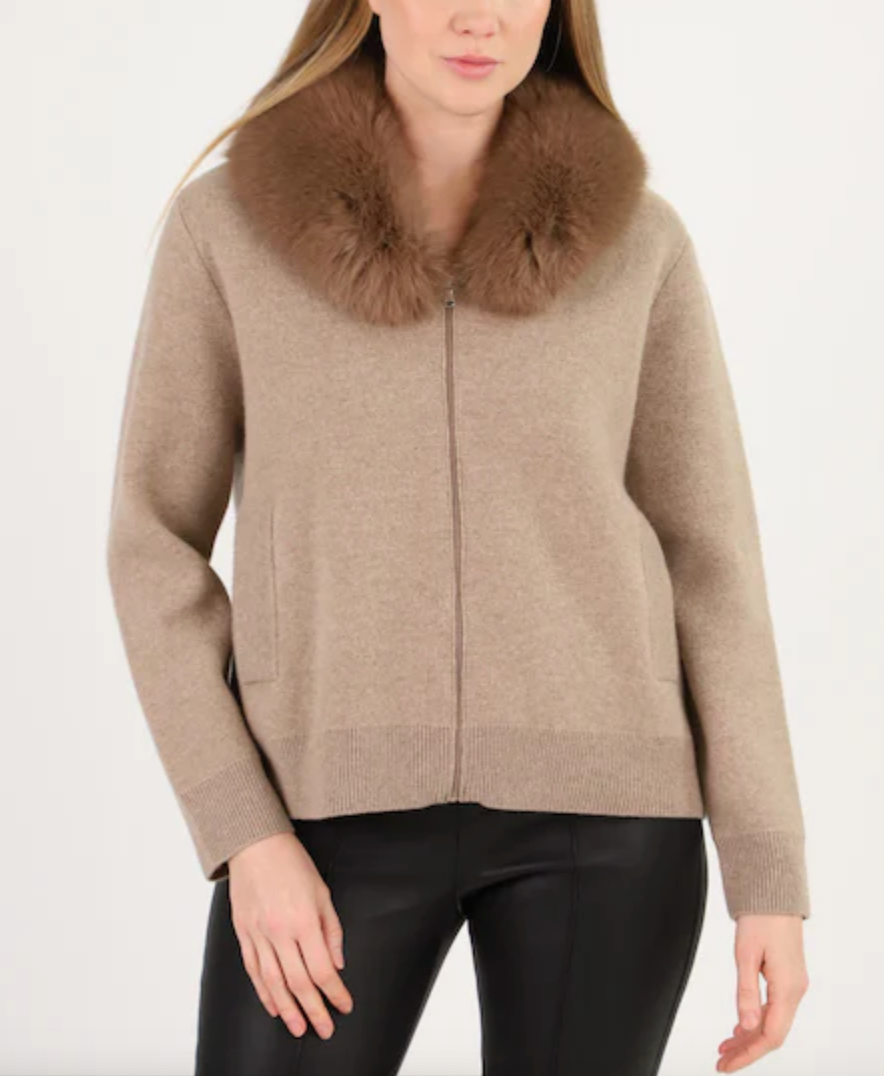 Faux Fur Zip Up Jacket