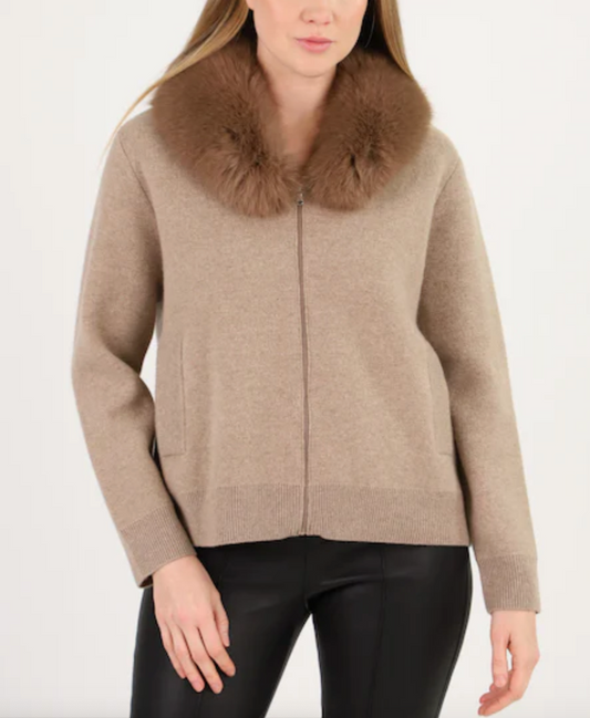 Faux Fur Zip Up Jacket