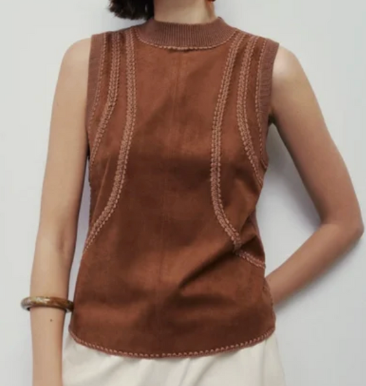 Melissa Nepton Sleeveless Faux-Suede Solana Top