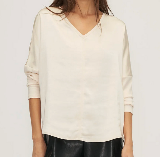 Melissa Nepton Satin Blouse V-Neck "Cindy" Top