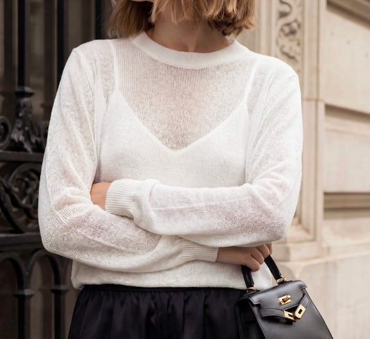 Amanda Maria Sheer Mohair Crew Neck Sweater