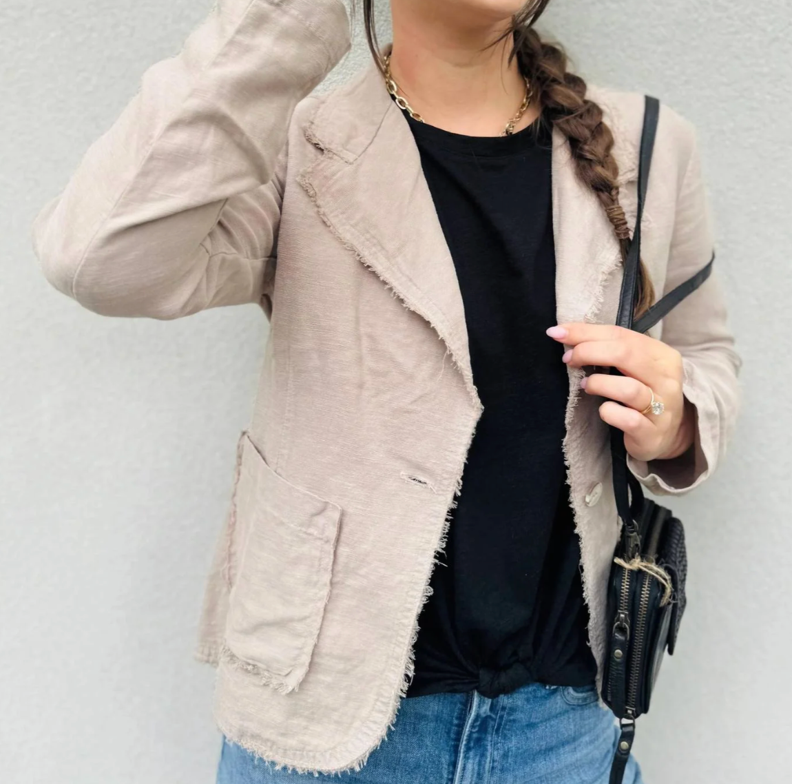Mila Raw Edge Linen Blazer