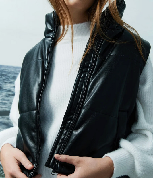 Melissa Nepton Faux Leather Clyde Puffer Vest