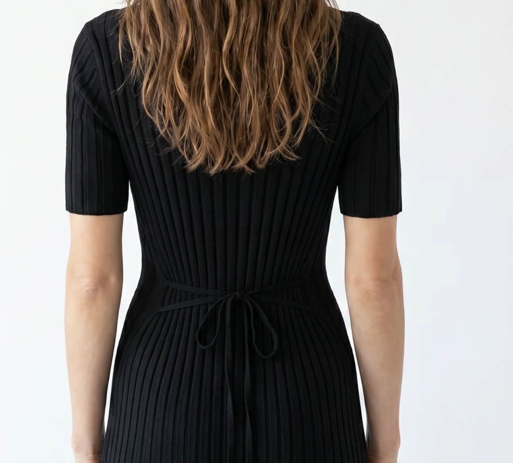 Amanda Maria Ribbed Polo Maxi Dress Black