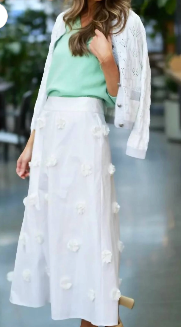 Drew White Floral Charie Skirt