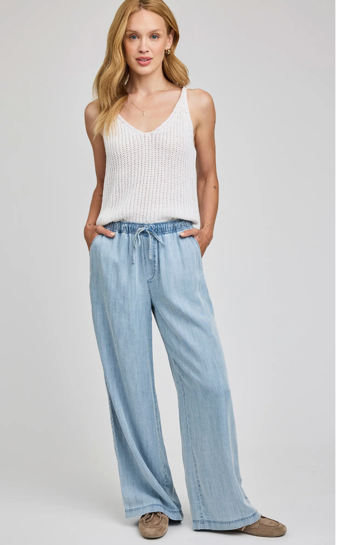 Gentle Fawn Elio Cotton Denim Wide Leg Pant