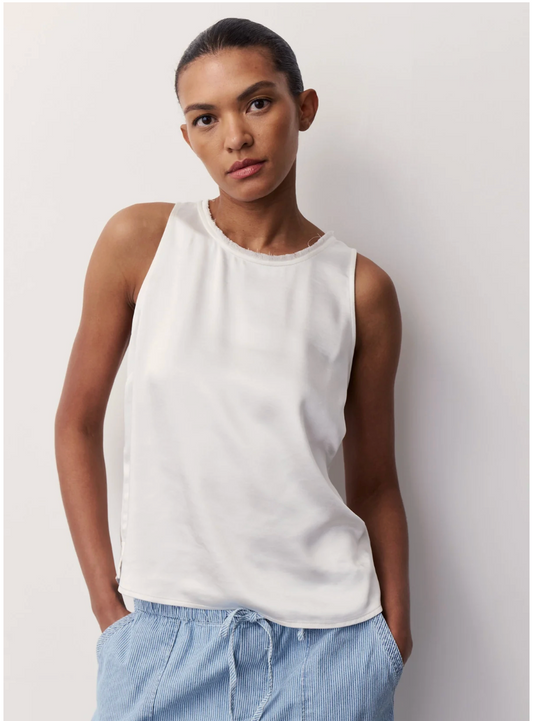 Melissa Nepton Peyton Sleeveless Faux Leather Crochet Back Crew Neck Tank