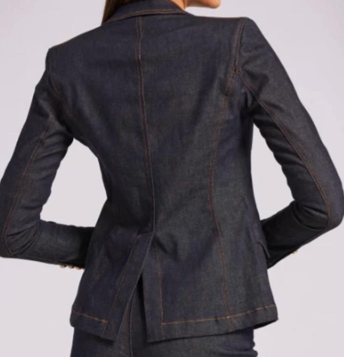 Generation Love Dark Denim Stitched Ollie Sheen Denim Stretch Blazer