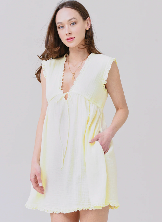 Stark X White Cotton Cutie Mini Flowing Dress