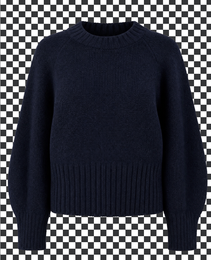 Amanda Maria Relaxed Half ribbed  Navy Sweater