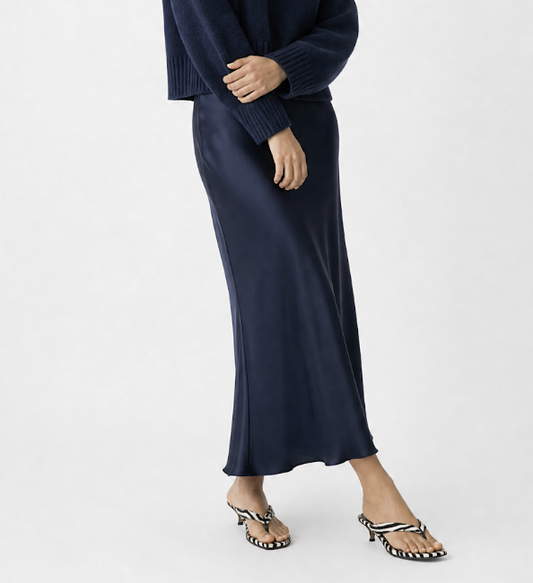 Amanda Maria Bias Cut Navy Skirt