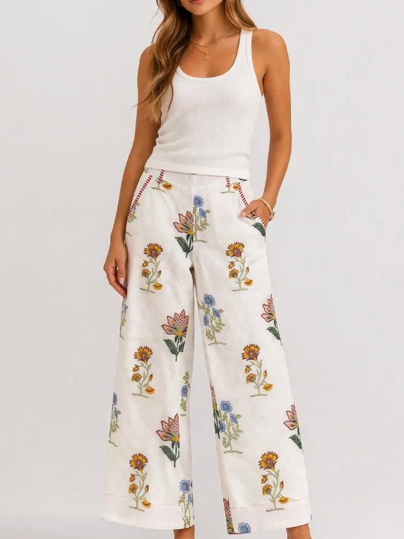 Nibi Edison Cotton Print Pants