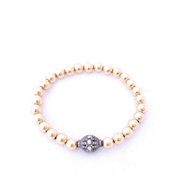 Gold and Semi Precious Gemstone Ball Bracelet