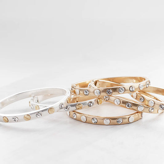Nailhead Gemstone Bangle