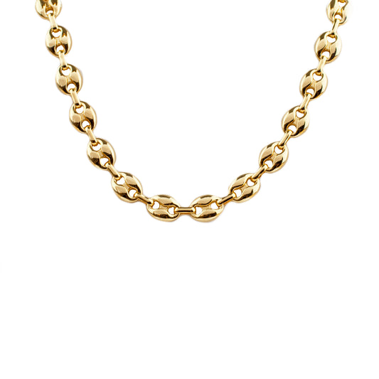Puffed anchor link necklace