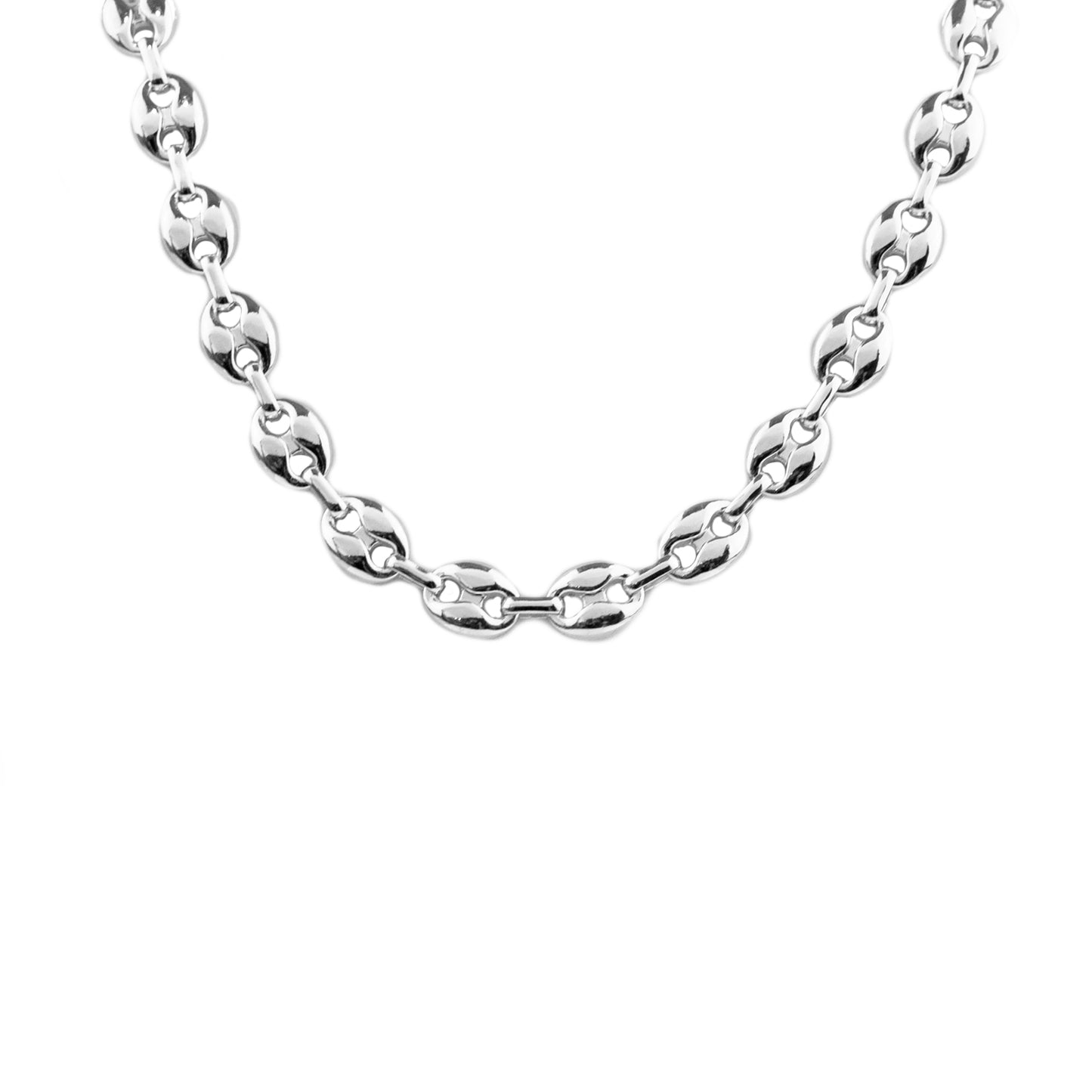 Puffed anchor link necklace