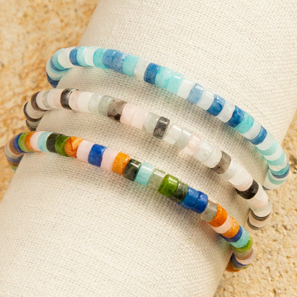 natural stone disc bracelet - colors