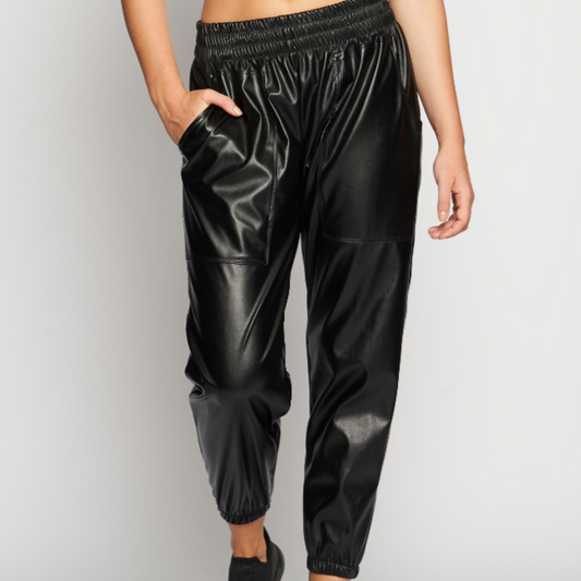 Downtown Vegan Leather Jogger