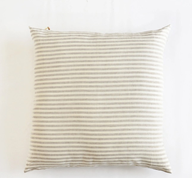 Linen Oatmeal Striped Oversize Cushion