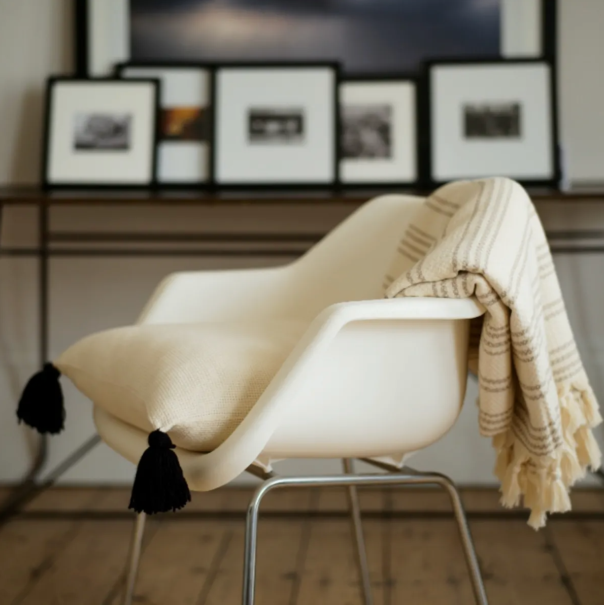 Ecru Cotton Pom Pom Pillow