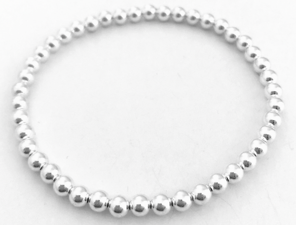 Sterling Silver-Filled Bead Bracelet (4mm)