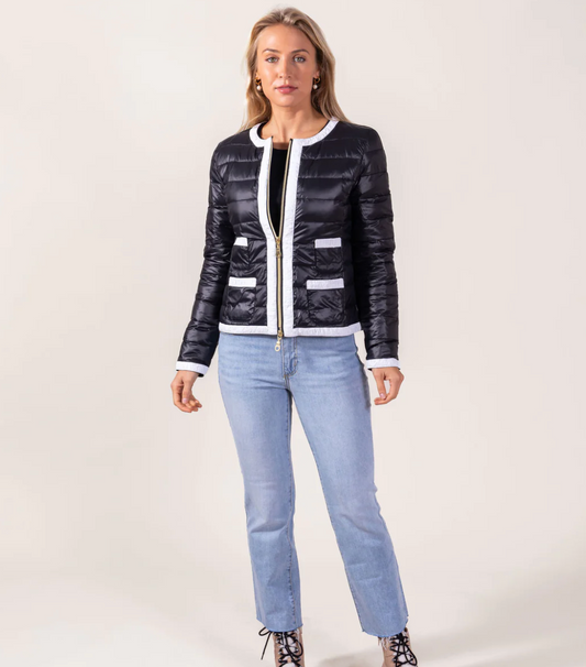Channel Contrast Puffer Jacket